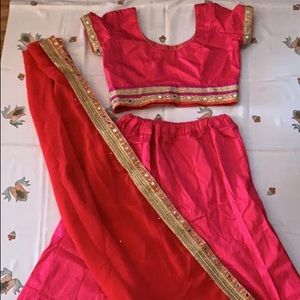Pink and Red detailed Lehenga Good Quality New